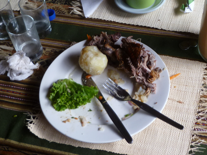 A clean plate after finishing the cuy A clean plate after finishing the cuy